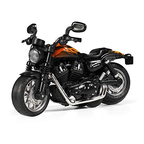 Die-Cast Pull Back Motorcycle Toy with Lights and Sounds - Black, for Kids Ages 3-8