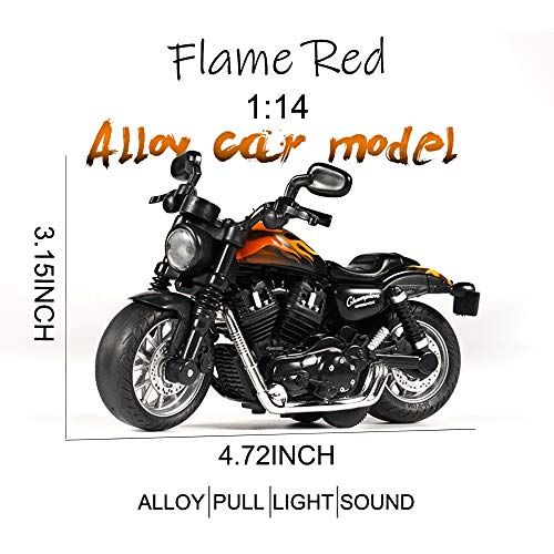 Die-Cast Pull Back Motorcycle Toy with Lights and Sounds - Black, for Kids Ages 3-8
