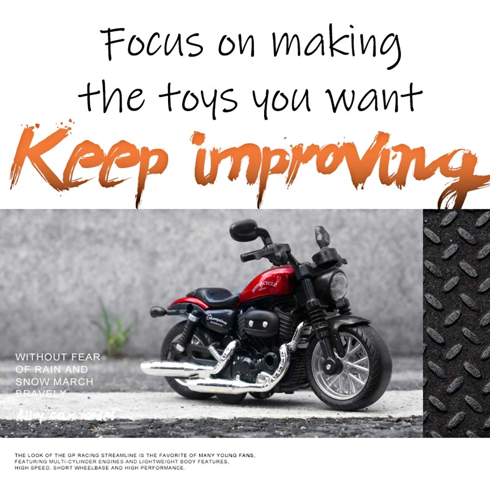 Die-Cast Pull Back Motorcycle Toy with Lights and Sounds - Black, for Kids Ages 3-8