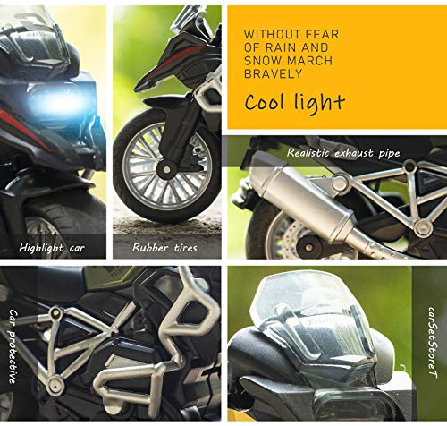 Diecast Motorcycle Toy - Pull Back with Sound and Light, for Boys 3-9 (Blue)