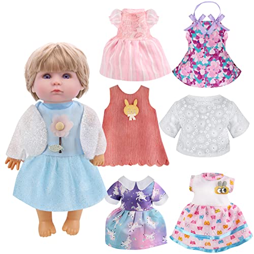 Digabi 6-Piece Doll Clothes Set for 12-Inch Dolls – Dress and Pajama Outfits with Velcro Closure