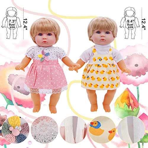 Digabi 8-Piece Doll Clothes Set for 12 Inch Dolls - 6 Complete Outfits Including Dresses, Pajamas, Cloak & More