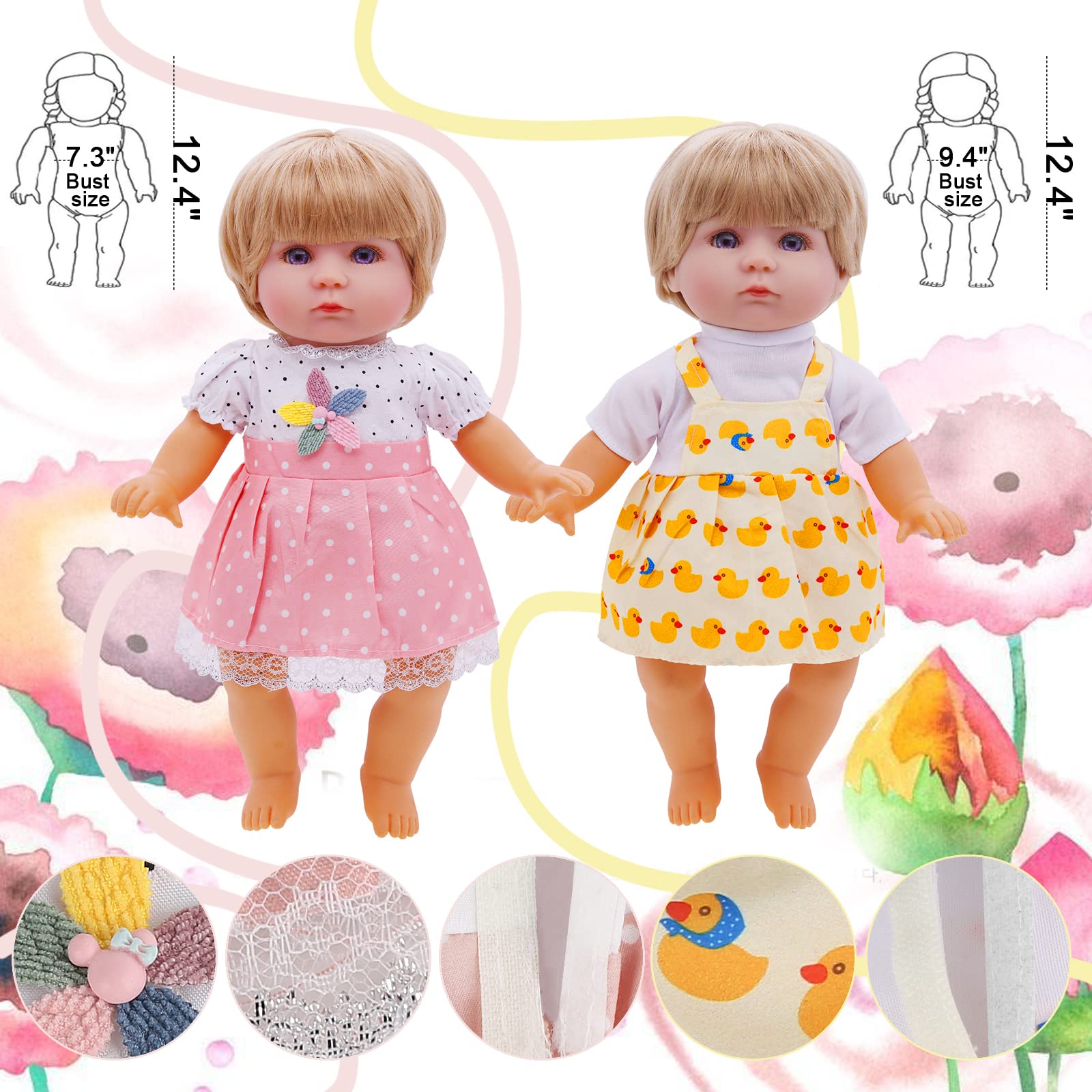 Digabi 8-Piece Doll Clothes Set for 12 Inch Dolls - 6 Complete Outfits Including Dresses, Pajamas, Cloak & More