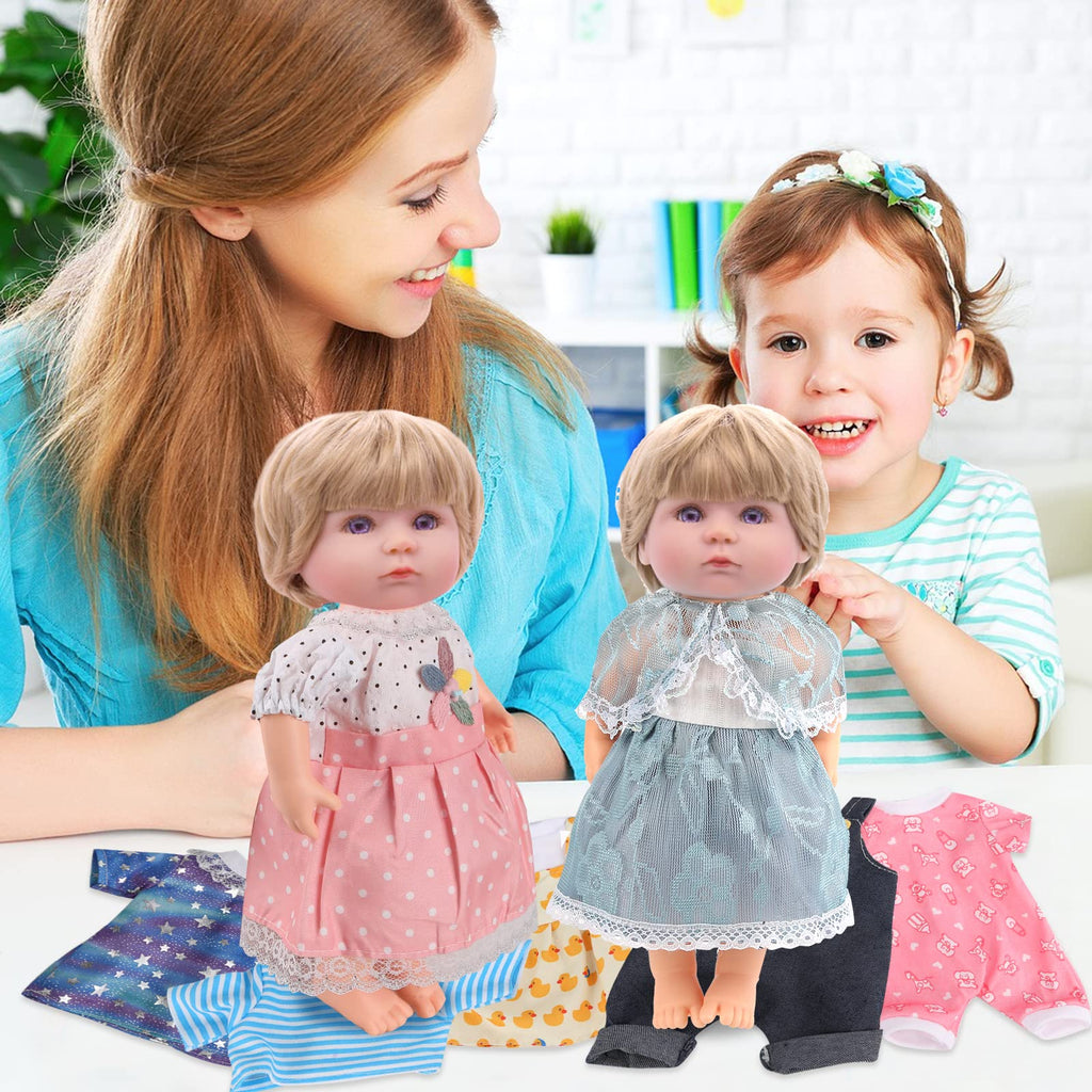 Digabi 8-Piece Doll Clothes Set for 12 Inch Dolls - 6 Complete Outfits Including Dresses, Pajamas, Cloak & More