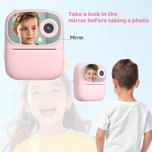 DIGITHINK Kids Instant Print Camera 2025 - Pink, 32GB, 2.4" Screen, 1080p HD, Dual Lens, Gift for Ages 4-13