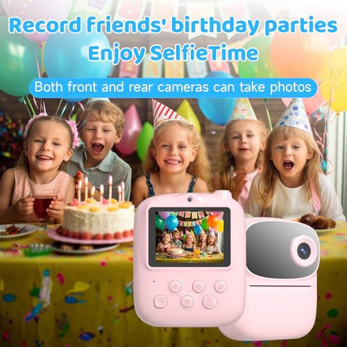 DIGITHINK Kids Instant Print Camera 2025 - Pink, 32GB, 2.4" Screen, 1080p HD, Dual Lens, Gift for Ages 4-13