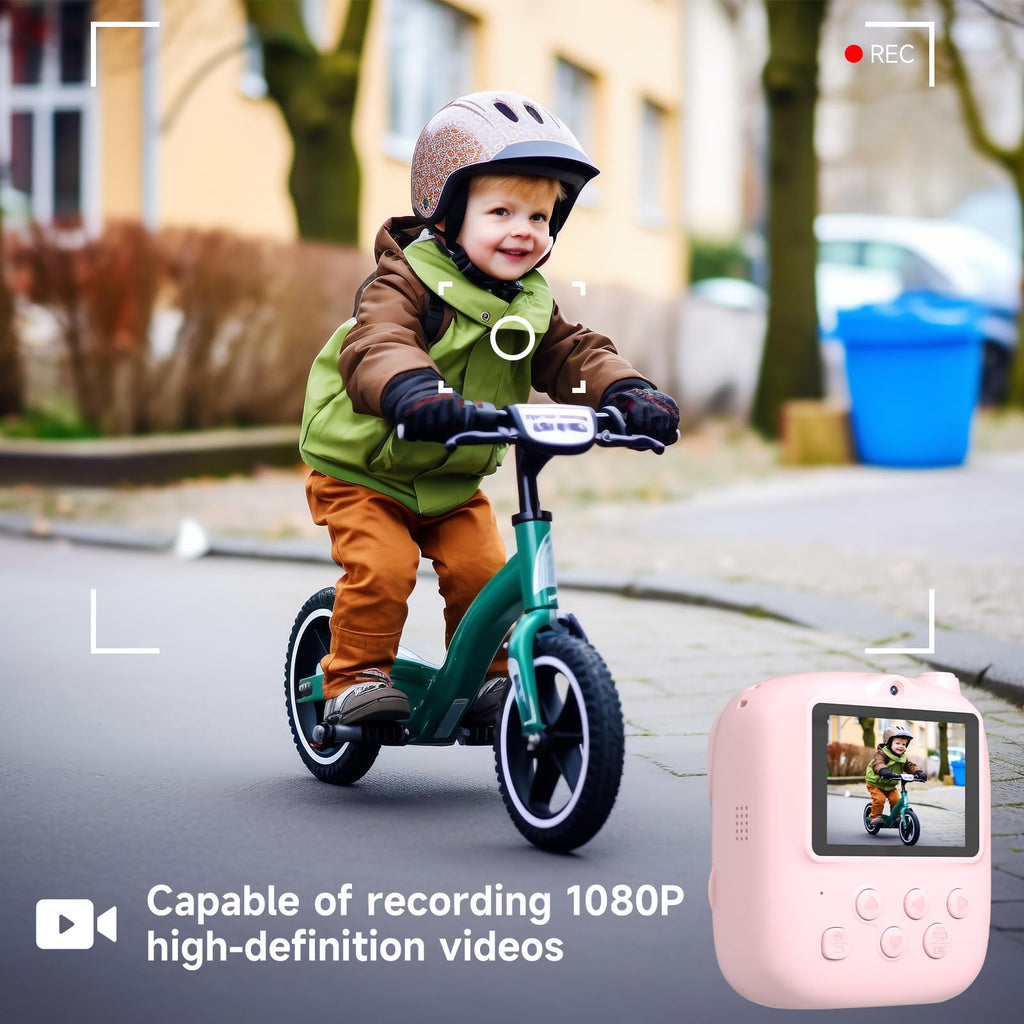 DIGITHINK Kids Instant Print Camera 2025 - Pink, 32GB, 2.4" Screen, 1080p HD, Dual Lens, Gift for Ages 4-13
