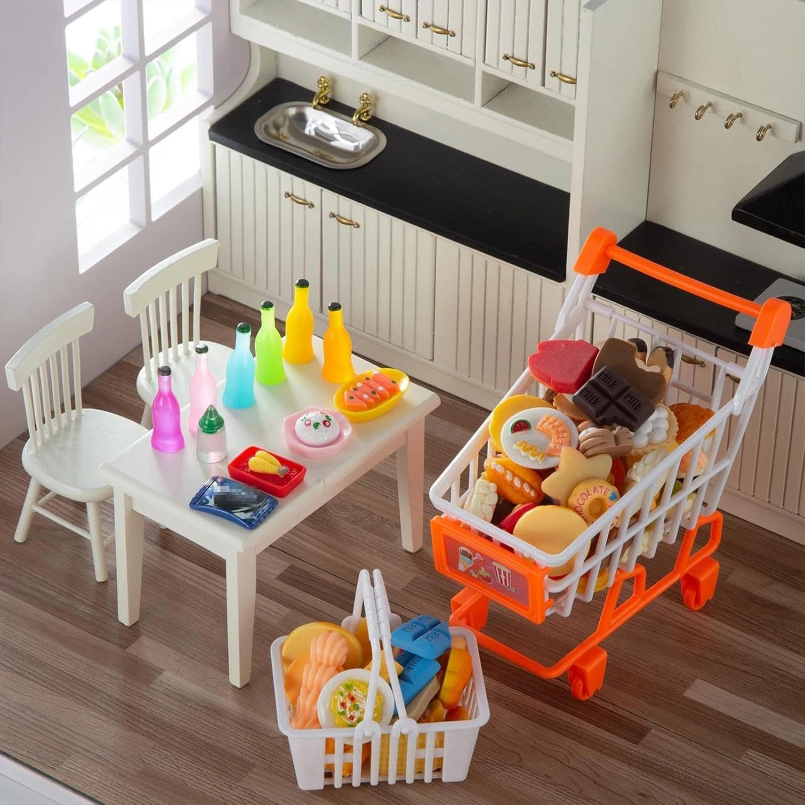 Diinokiy 150-Piece Miniature Food & Drinks Set – Resin Dollhouse Accessories for Pretend Play (1:12 Scale)