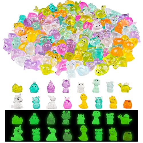 Diinokiy 200-Piece Luminous Mini Resin Animals Set – Glow-in-the-Dark Fairy Garden Decor