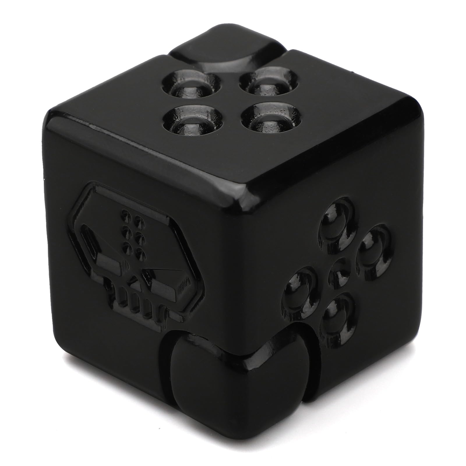 Dilabnba 2-in-1 Metal Infinity Cube Spinner Fidget Toy – Magnetic Dice Puzzle Cube Desk Gadget for Adults (Black)