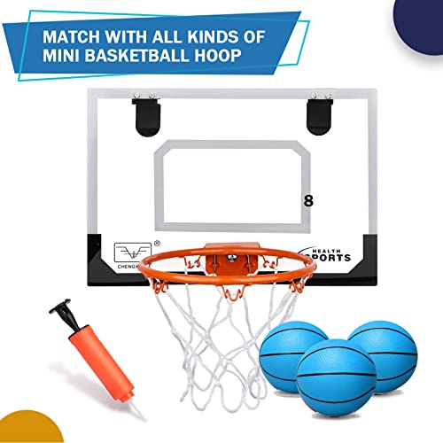 Dilabnba 8 Inch Mini Rubber Basketballs (4 Pack) - Soft Blue Balls for Kids Toddlers, Includes Pump and Pin