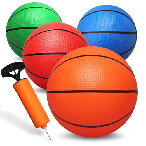 Dilabnba 8-Inch Mini Rubber Basketballs (4-Pack) – Soft, Bouncy, and Safe for Kids Indoor/Outdoor Play