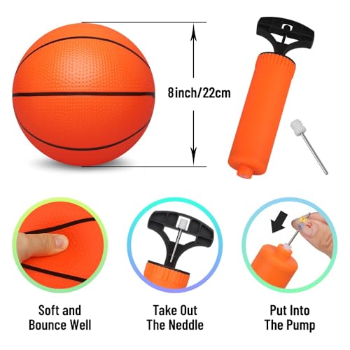 Dilabnba 8-Inch Mini Rubber Basketballs (4-Pack) – Soft, Bouncy, and Safe for Kids Indoor/Outdoor Play