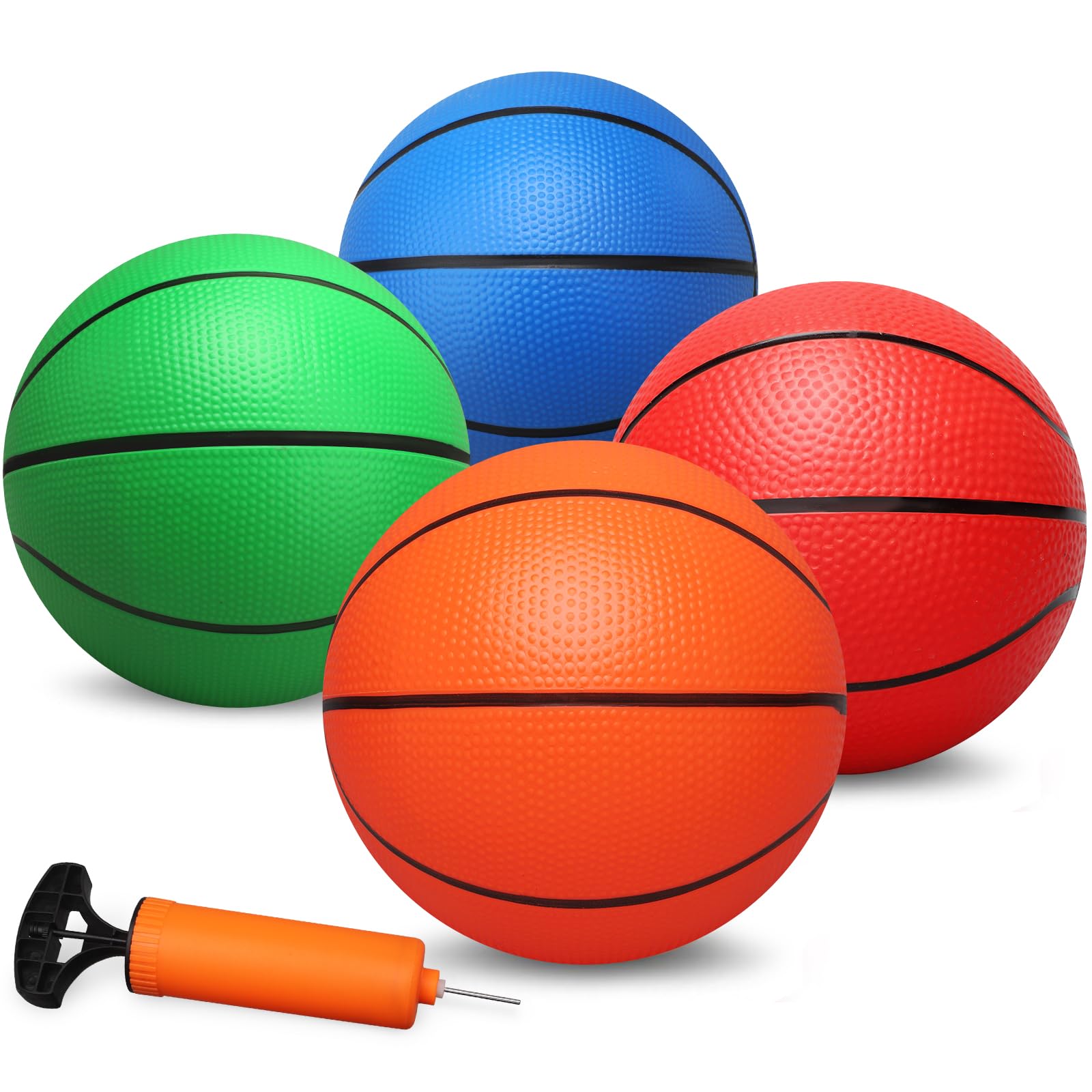 Dilabnba 8-Inch Mini Rubber Basketballs (4-Pack) – Soft, Bouncy, and Safe for Kids Indoor/Outdoor Play
