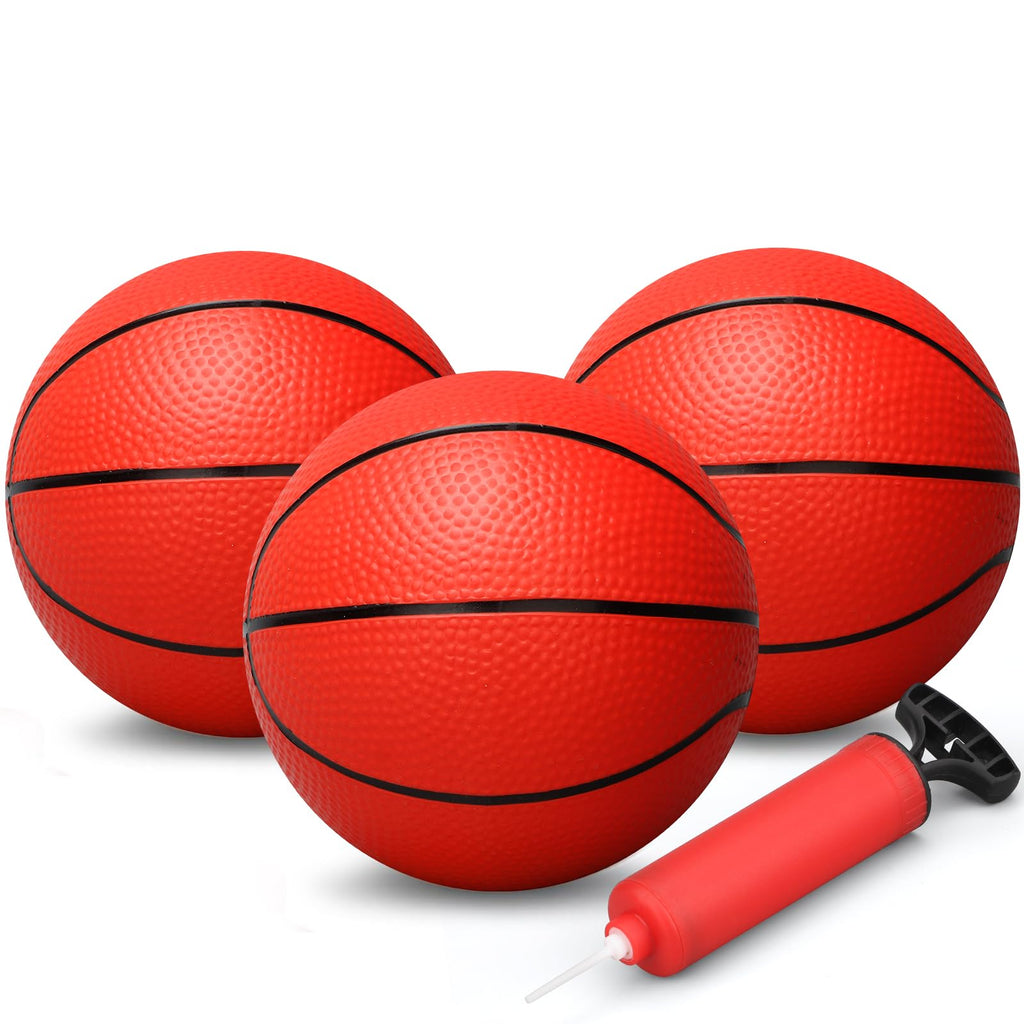 Dilabnba 8-Inch Mini Rubber Basketballs 4-Pack with Pump - Non-Toxic Bouncy Balls for Kids and Indoor/Outdoor Play