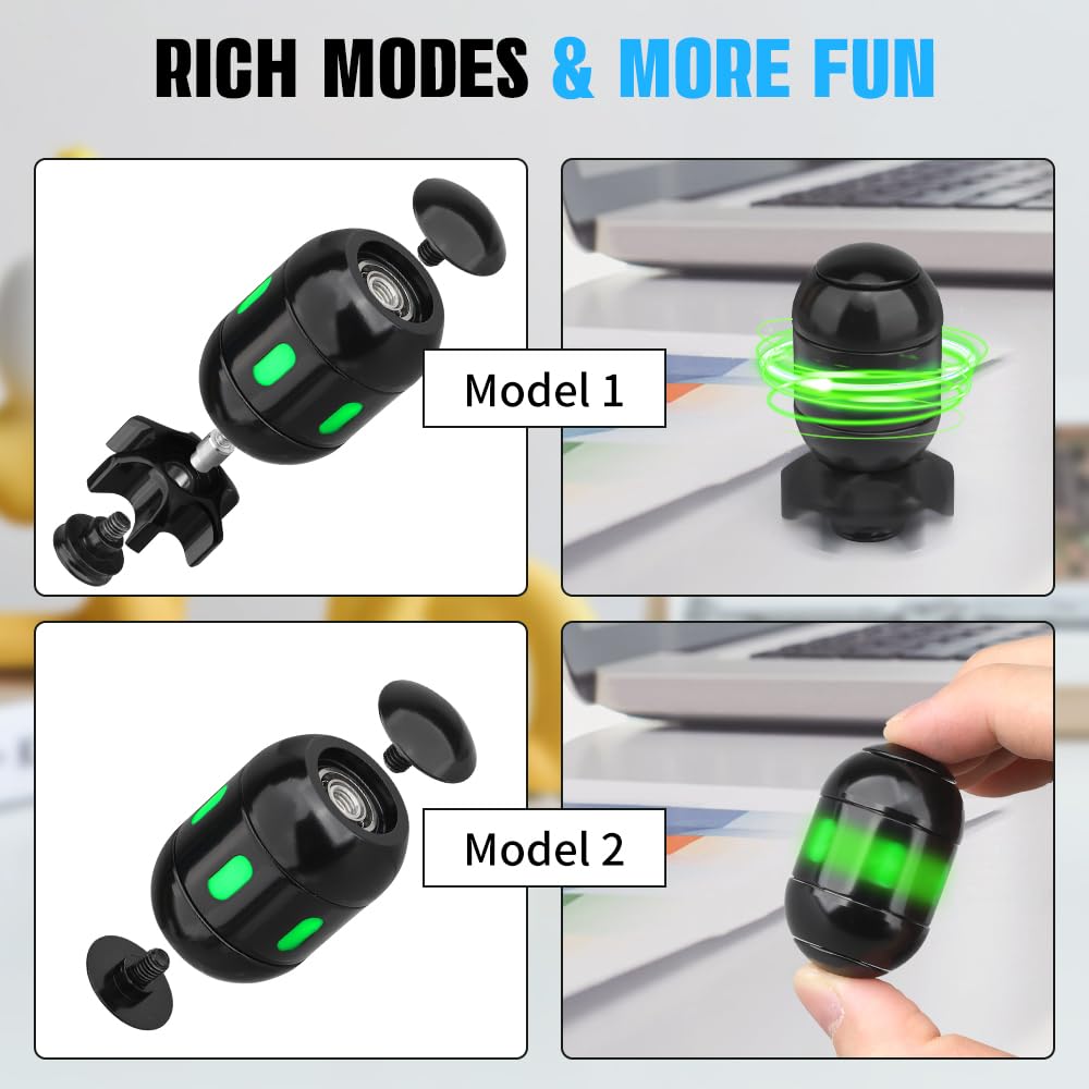 Dilabnba Atomic Bomb Fidget Spinner – Metal Desk Toy with Glow Mode, CNC Alloy, Transformable (Black)