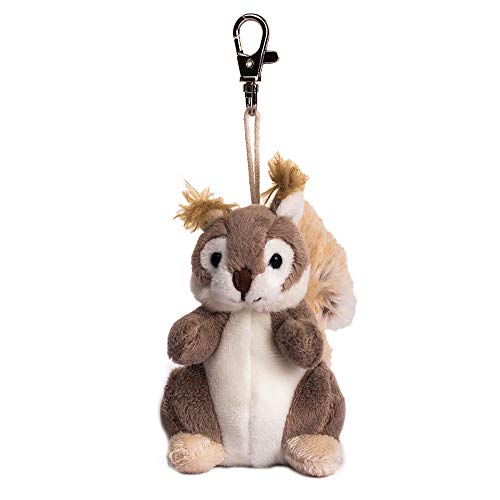 DILLY DUDU 4-Inch Squirrel Stuffed Animal Plush Keychain - Soft Brown Plush with Beanbag Filling