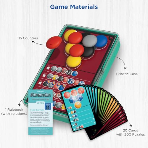 Dimension: The Brain Game to Go – Portable 3D Stacking Puzzle with 200 Challenges, 4 Levels, for Ages 8+ by Thames & Kosmos