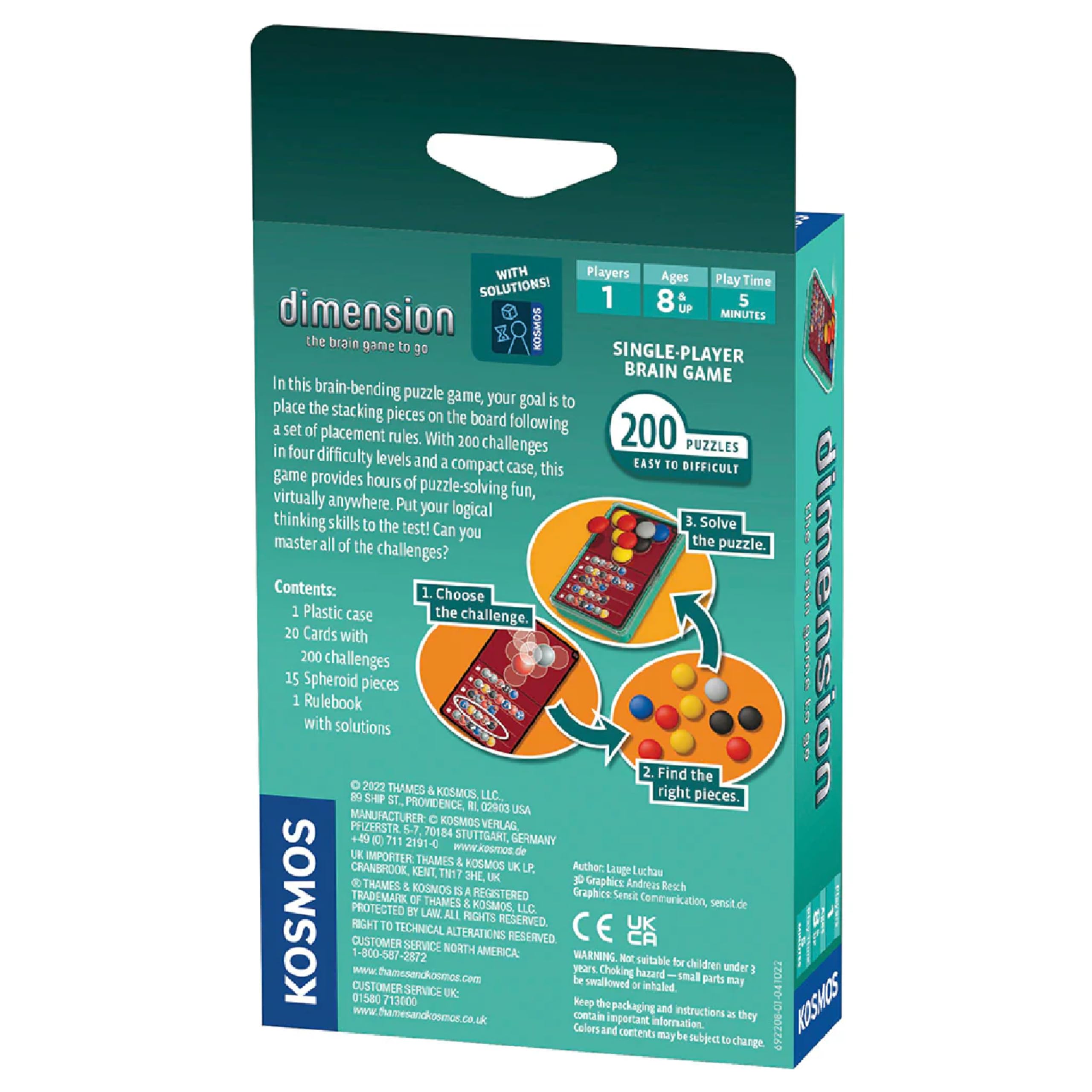 Dimension: The Brain Game to Go – Portable 3D Stacking Puzzle with 200 Challenges, 4 Levels, for Ages 8+ by Thames & Kosmos