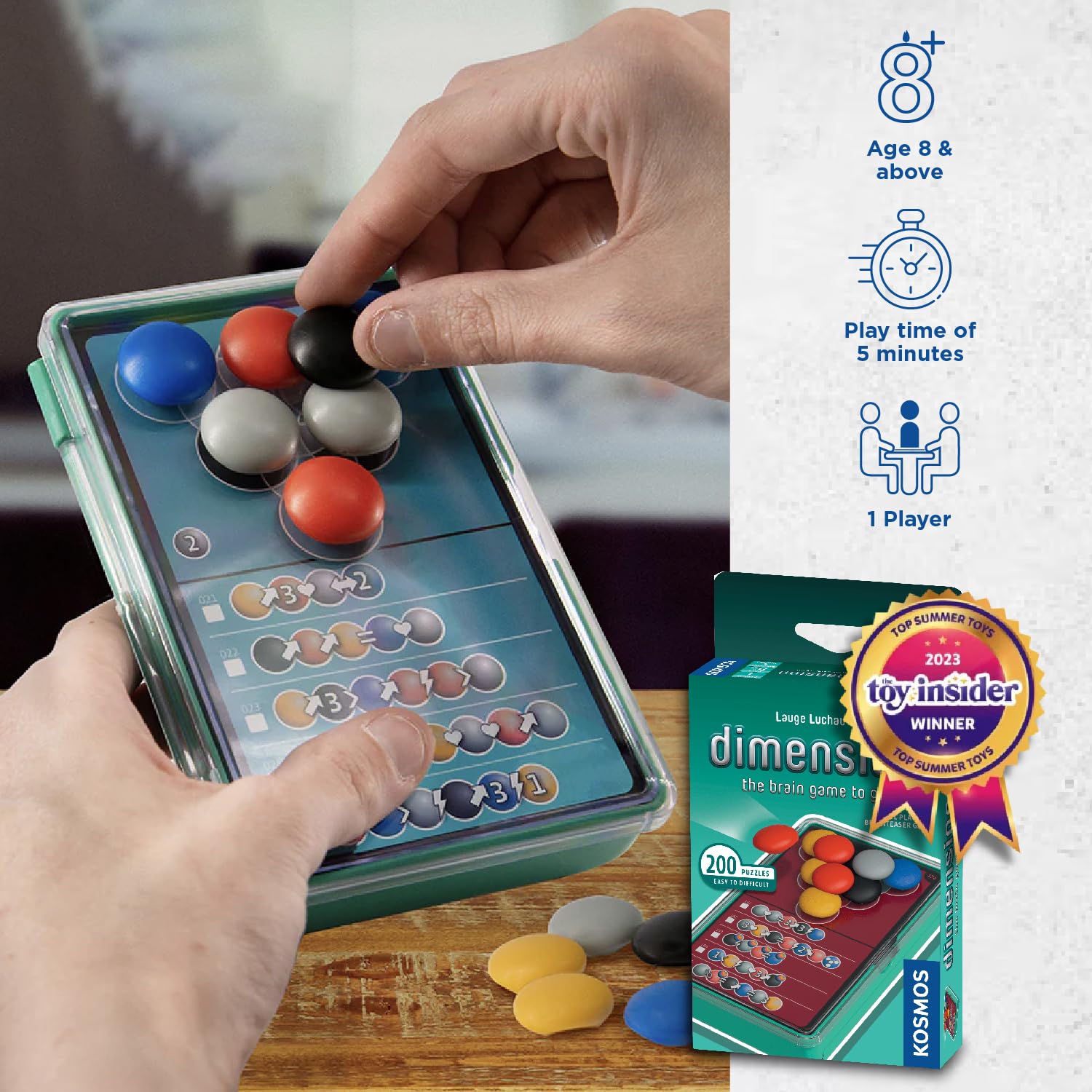 Dimension: The Brain Game to Go – Portable 3D Stacking Puzzle with 200 Challenges, 4 Levels, for Ages 8+ by Thames & Kosmos