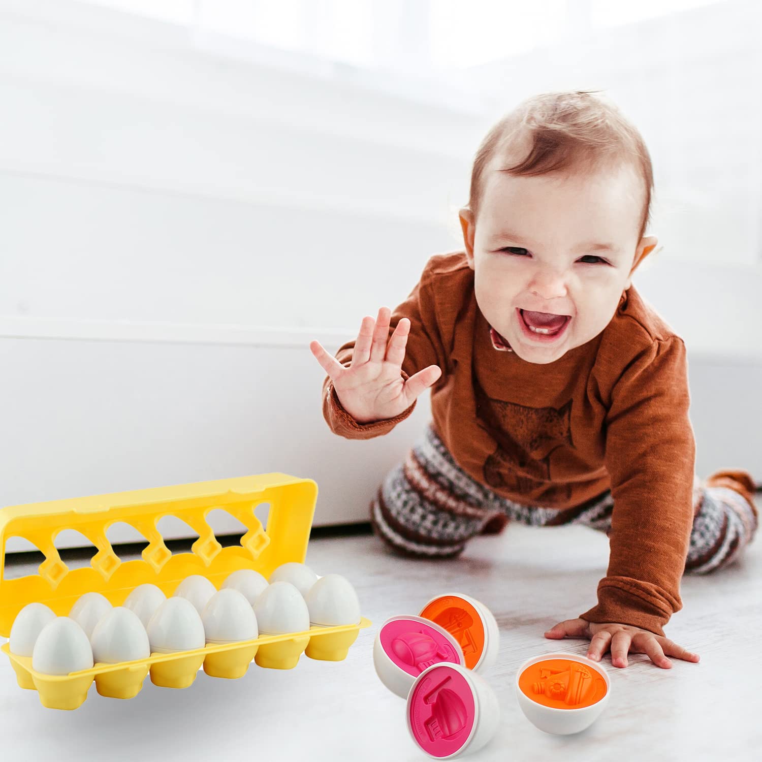 Dimple 12 PCS Vehicle Car Egg Matching Toy – Educational Plastic Easter Eggs for Toddlers