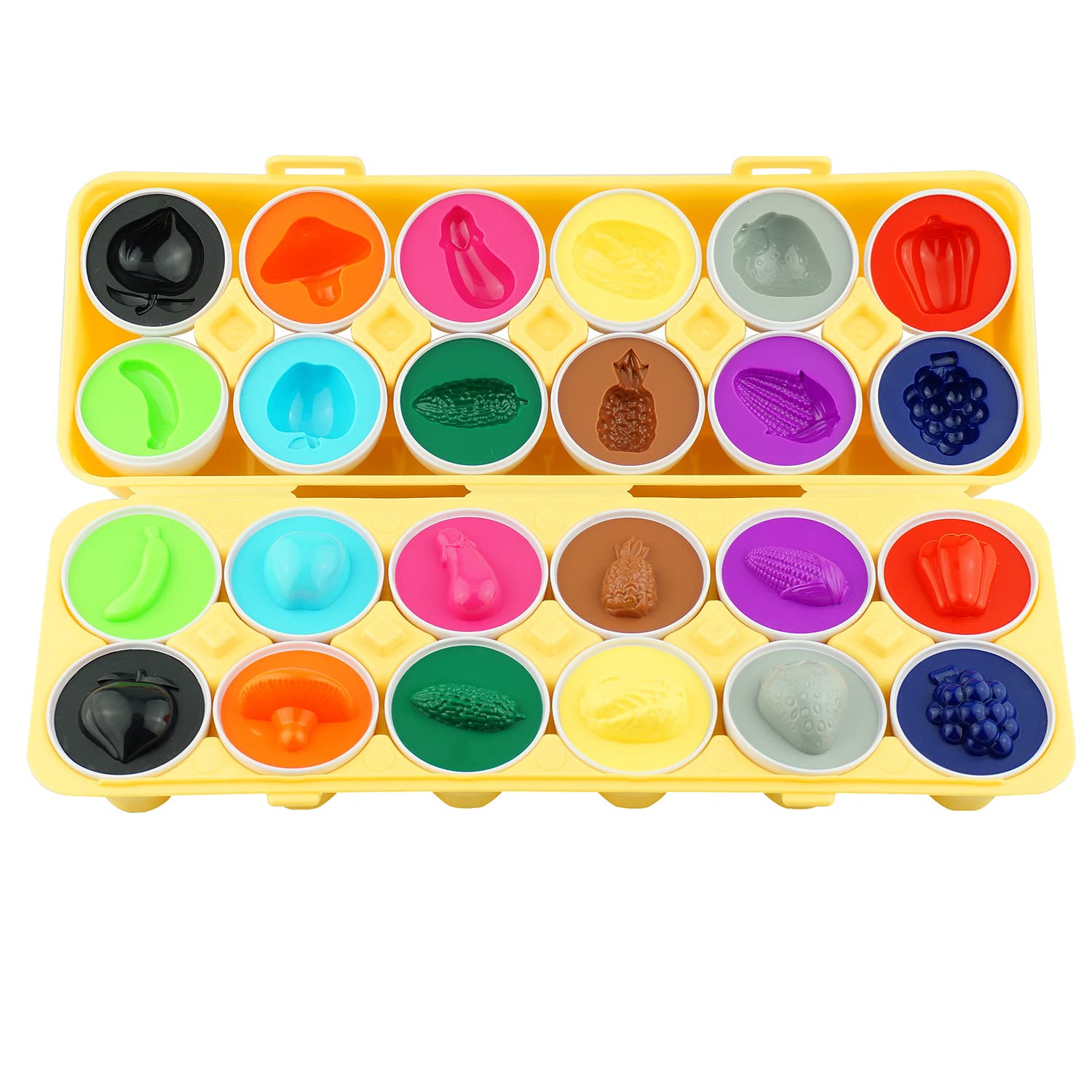 Dimple 12-Piece Vegetable Egg Matching Toy – Educational Shape & Color Sorting with Holder for Toddlers Ages 1-3