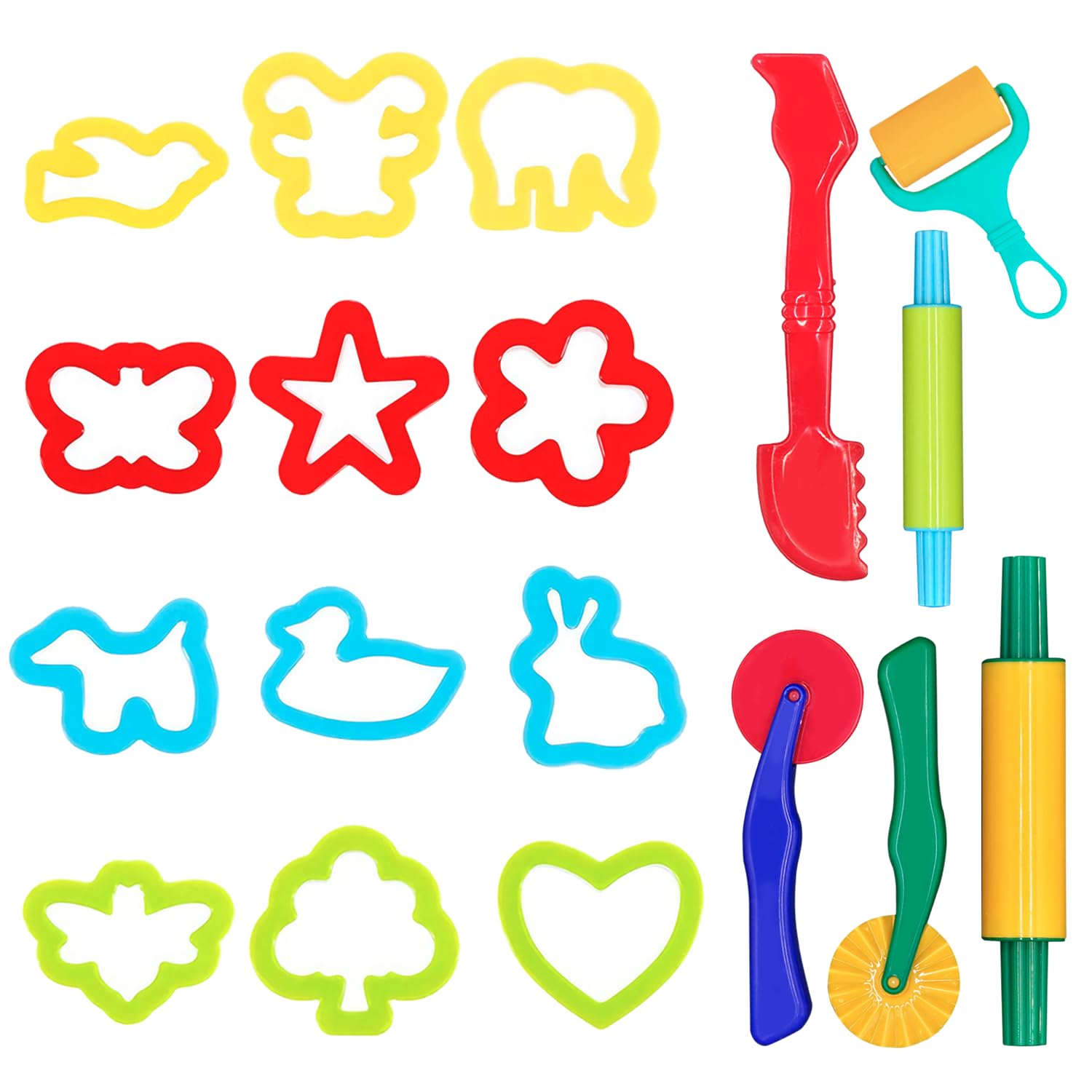DIMROM 18-Piece Clay and Play Dough Tools Set - 6 Tools and 12 Shape Cutters for Creative Play