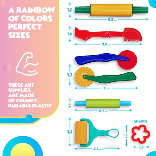 DIMROM 18-Piece Clay and Play Dough Tools Set - 6 Tools and 12 Shape Cutters for Creative Play