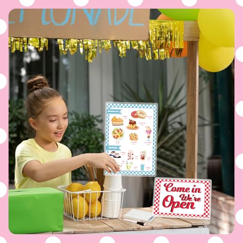 Diner Restaurant Play Set: 2 Double-Sided Menus, Open/Closed Sign, 60-Page Receipt Book, Erasable Pen