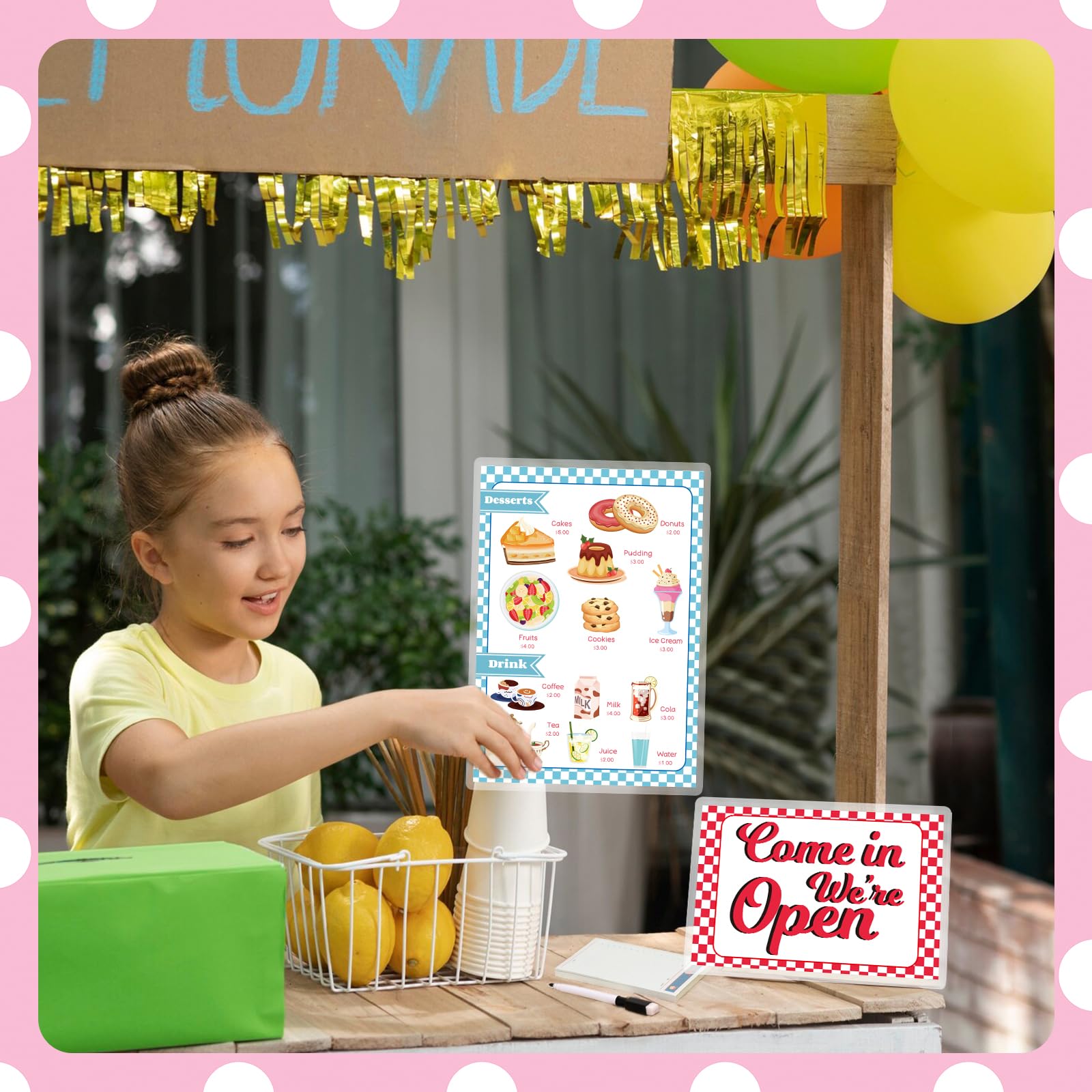 Diner Restaurant Play Set: 2 Double-Sided Menus, Open/Closed Sign, 60-Page Receipt Book, Erasable Pen