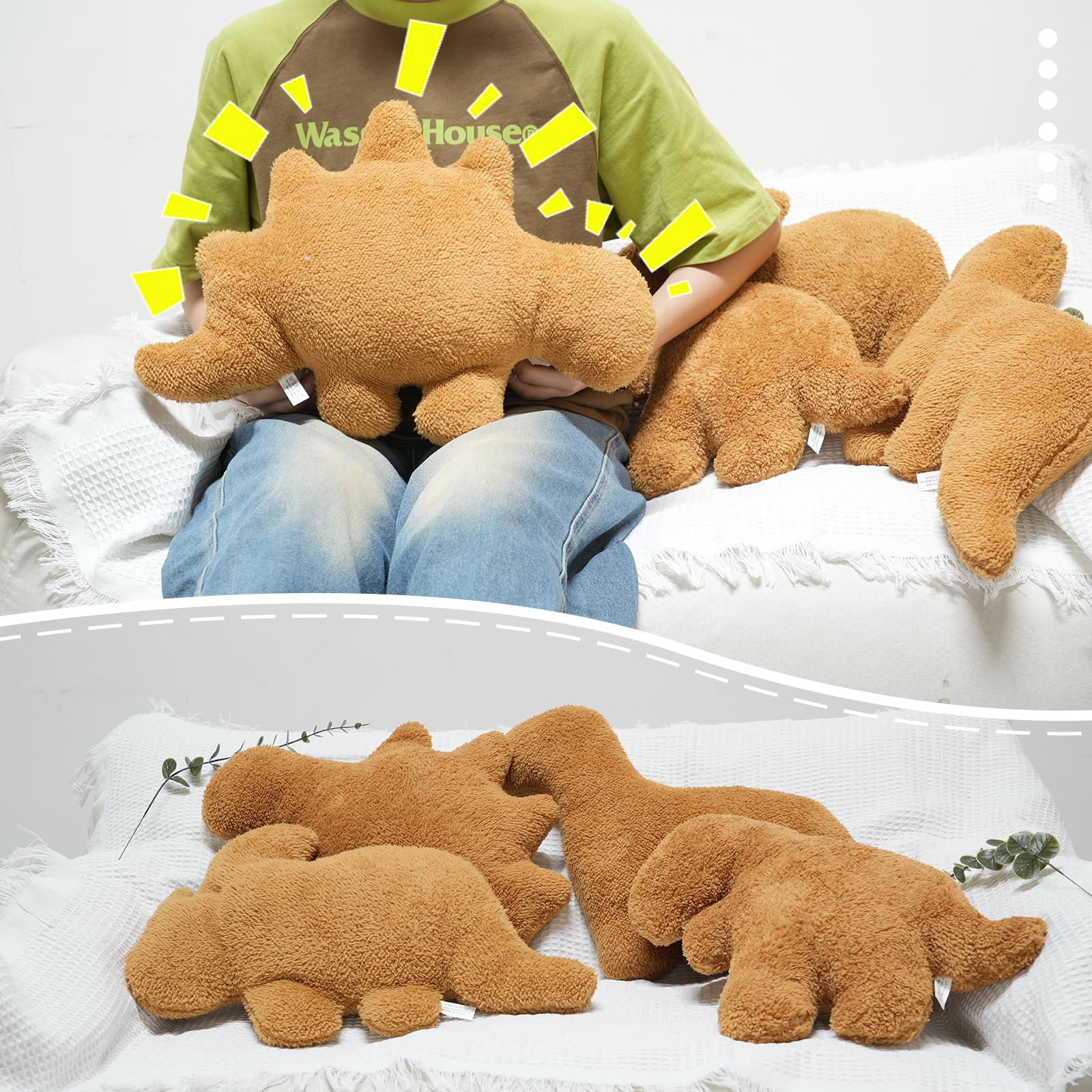 Dino Nugget Pillow - 18 Inch Soft Chicken Nugget Plush Toy for Kids and Adults