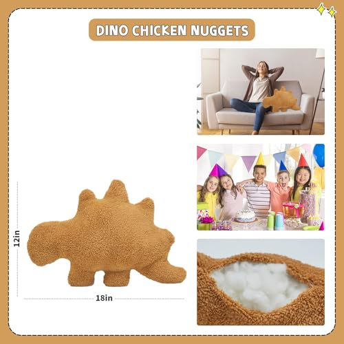 Dino Nugget Pillow - 18 Inch Soft Chicken Nugget Plush Toy for Kids and Adults