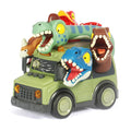 DINOBROS Dinosaur School Bus Toy with Lights and Sounds - Friction Powered with 5 Dino Figures for Kids Ages 3+