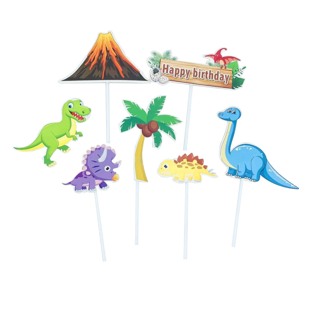 Dinosaur Birthday Decoration Set for Age 4 – Foil & Latex Balloons, Banner, Cake Topper