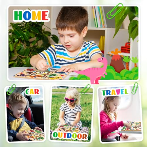 Dinosaur Magnetic Color and Number Maze – Montessori Wooden Puzzle for Toddlers 3-5