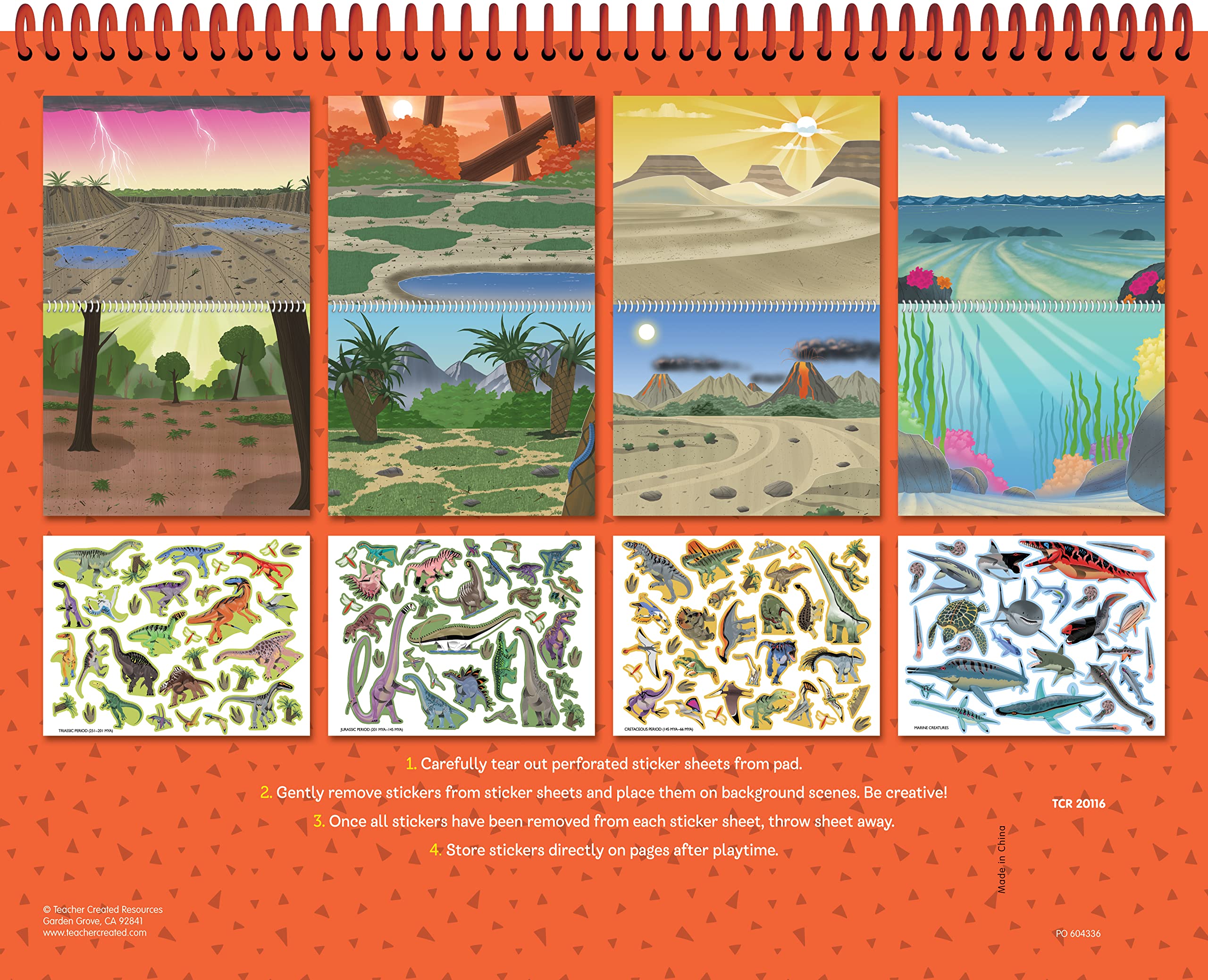 Dinosaurs and Prehistoric Animals Reusable Sticker Pad – Over 150 Repositionable Stickers for Creative Play