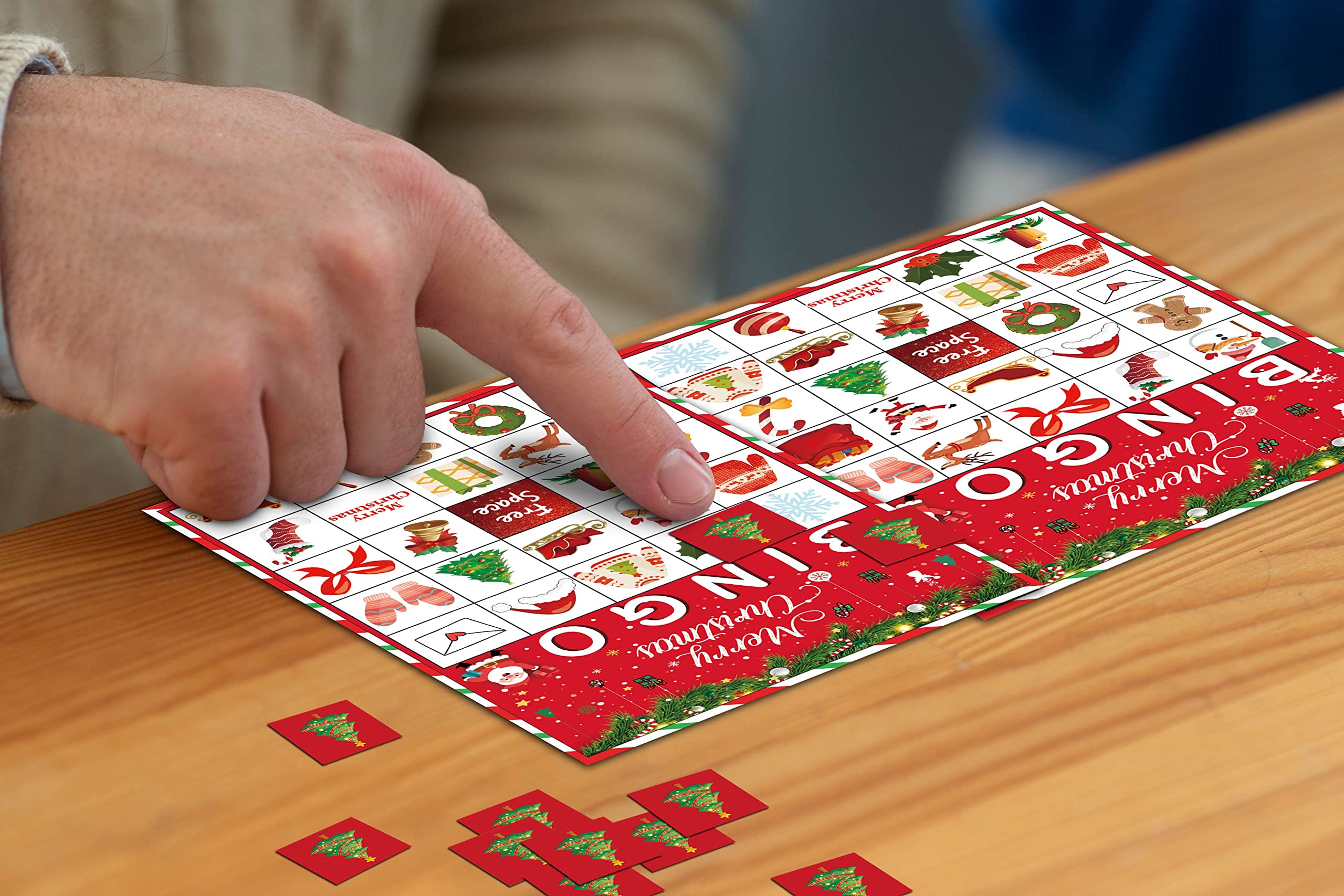 Disfuco Holiday Bingo Game Set for 24 Players – Christmas & Winter Party Favor Cards with Chips