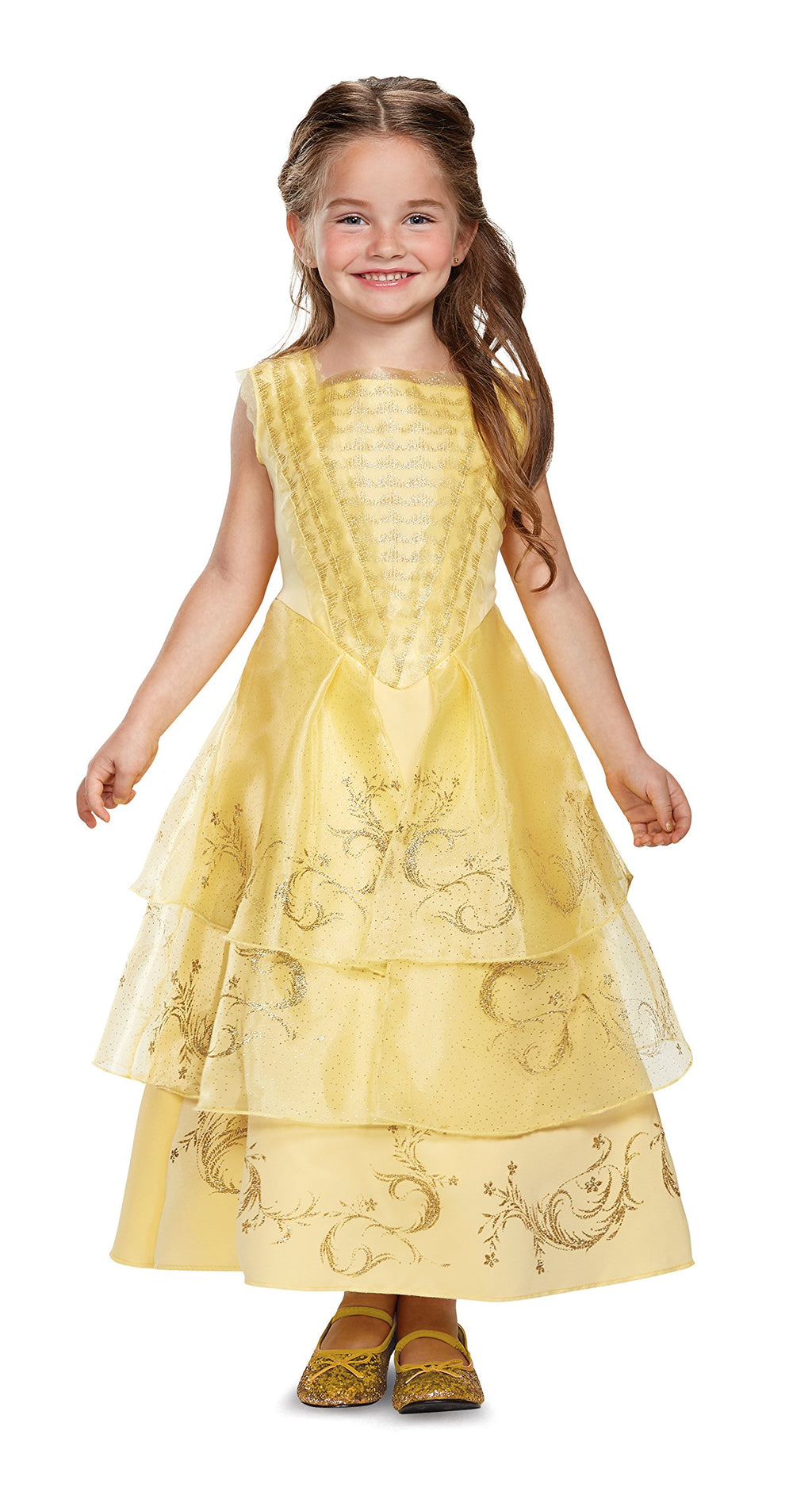 Disguise Deluxe Belle Ball Gown - Yellow - X-Small (3T-4T) - Official Disney Costume