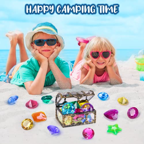 DISHIO Diving Gem Pool Toys – 16-Piece Large Swimming Toy Set with Treasure Chest for Kids