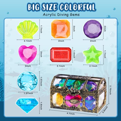 DISHIO Diving Gem Pool Toys – 16-Piece Large Swimming Toy Set with Treasure Chest for Kids