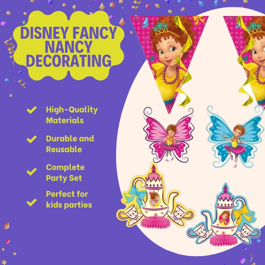 Disney Fancy Nancy 7-Piece Party Decorating Kit – Multicolor, Themed Decor for Birthdays & Events