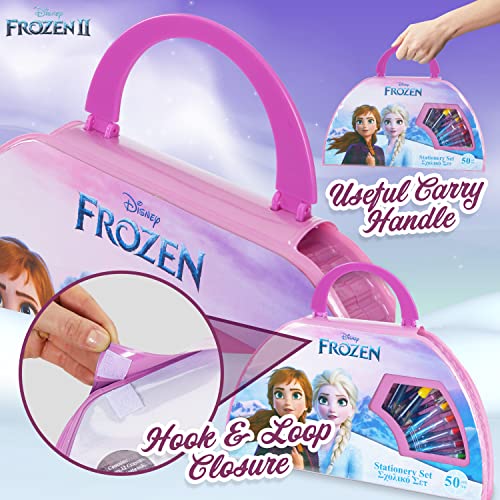 Disney Frozen Pink Colored Pencils & Art Set - 50 Piece Kids Drawing Supplies in Carry Case