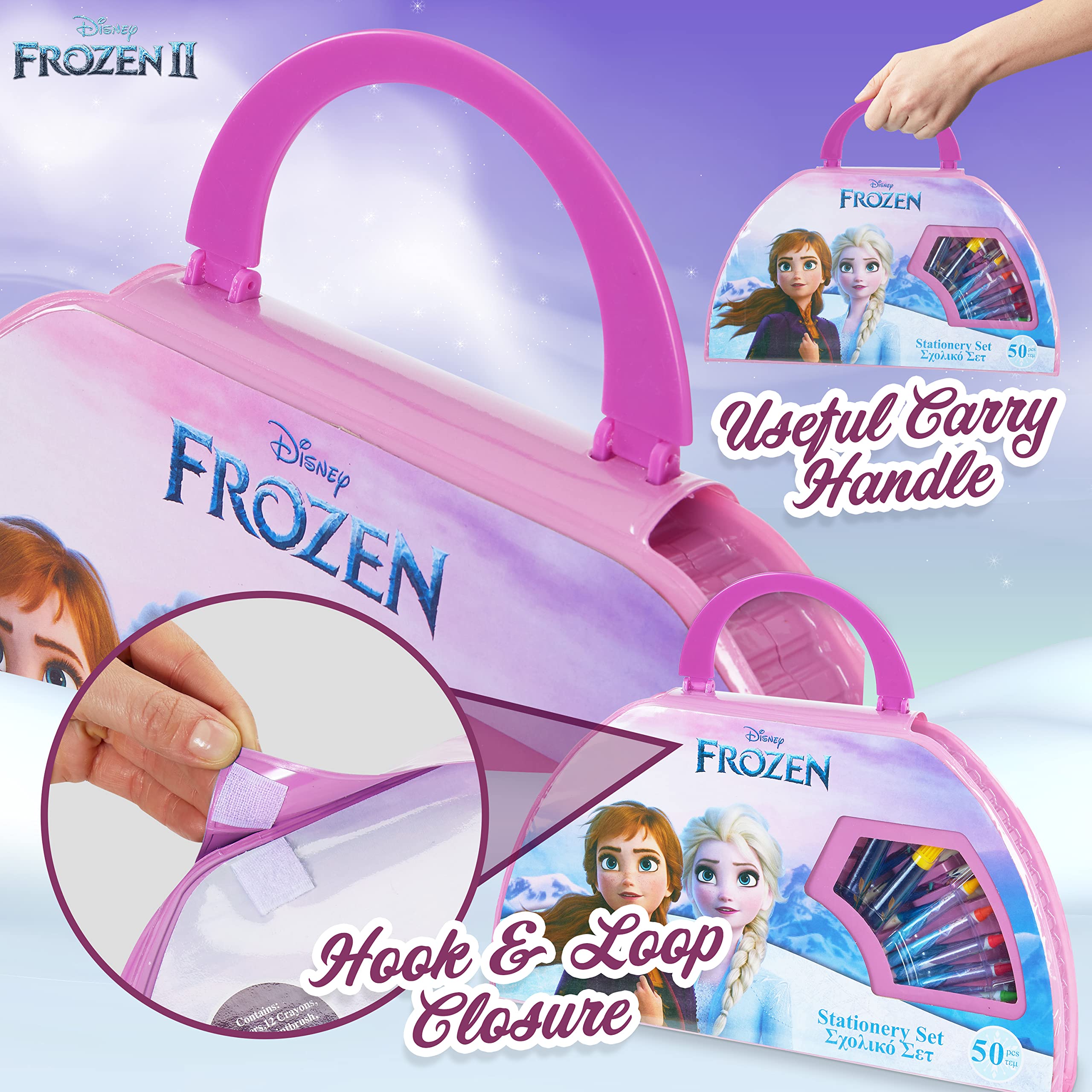 Disney Frozen Pink Colored Pencils & Art Set - 50 Piece Kids Drawing Supplies in Carry Case