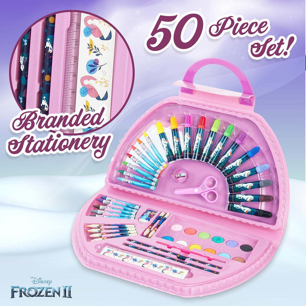 Disney Frozen Pink Colored Pencils & Art Set - 50 Piece Kids Drawing Supplies in Carry Case