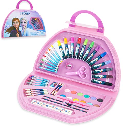 Disney Frozen Pink Colored Pencils & Art Set - 50 Piece Kids Drawing Supplies in Carry Case