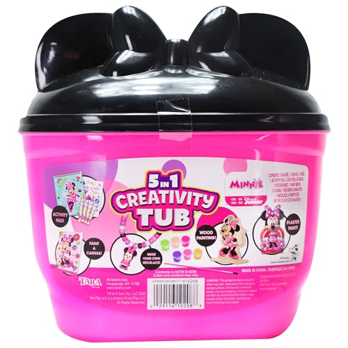 Disney Junior Minnie Mouse 5 in 1 Creativity Tub – 50-Piece Preschool Arts and Crafts Activity Set