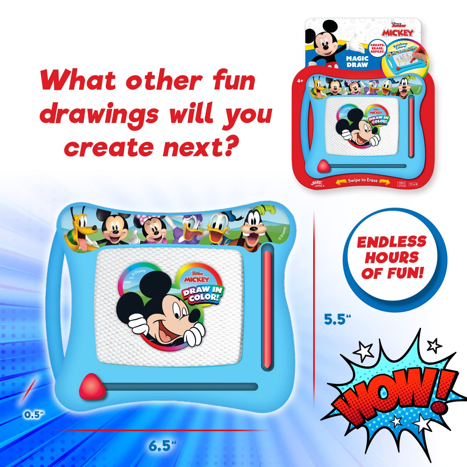 Disney Mickey Mouse Magnetic Drawing Board – JA-RU Mess-Free Doodle Tablet for Toddlers & Kids