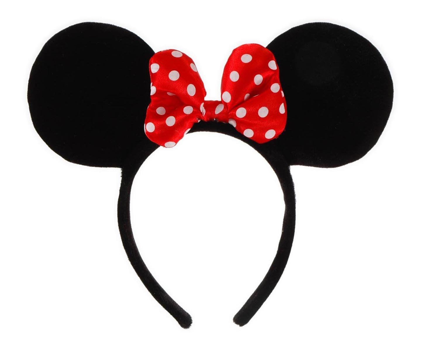 Disney Minnie Mouse Ears Headband – Plush Velvet Ears with Red Polka Dot Bow, Officially Licensed by elope
