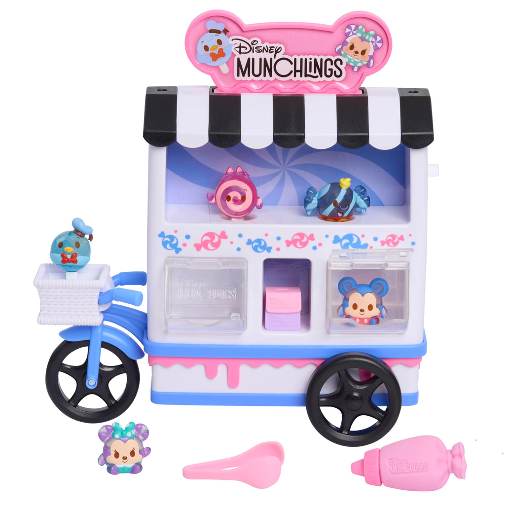 Disney Munchlings Candy Cart Playset – 13-Piece Light-Up Pretend Play with Scented Figures