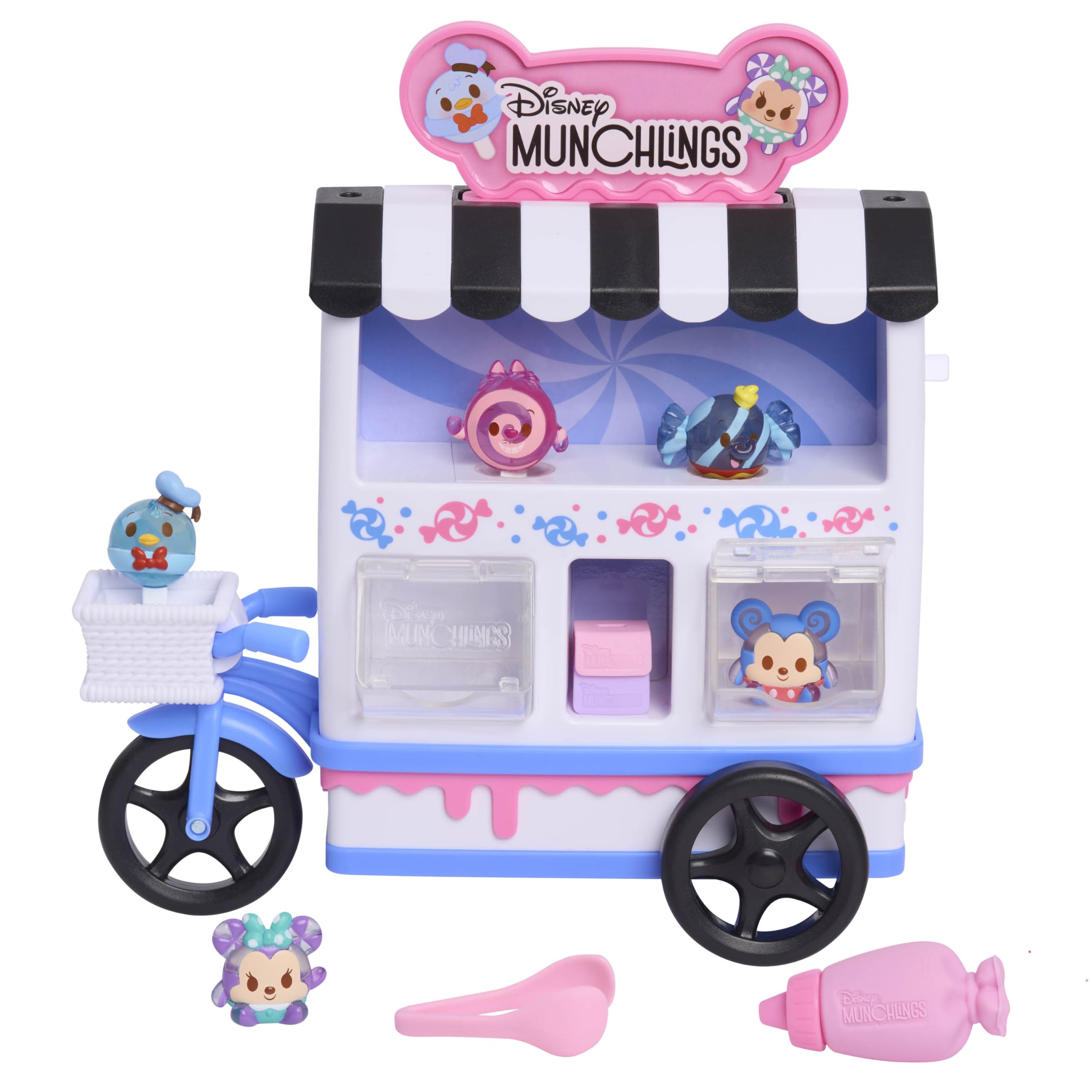 Disney Munchlings Candy Cart Playset – 13-Piece Light-Up Pretend Play with Scented Figures
